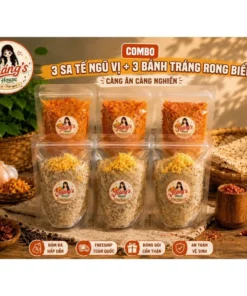 (Combo 6 bịch) 3 bánh tráng muối tỏi + 3 bánh tráng rong biển