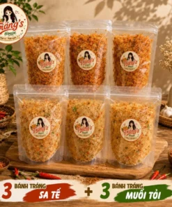 (Combo 6 bịch) 3 bánh tráng sa tế + 3 bánh tráng muối tỏi